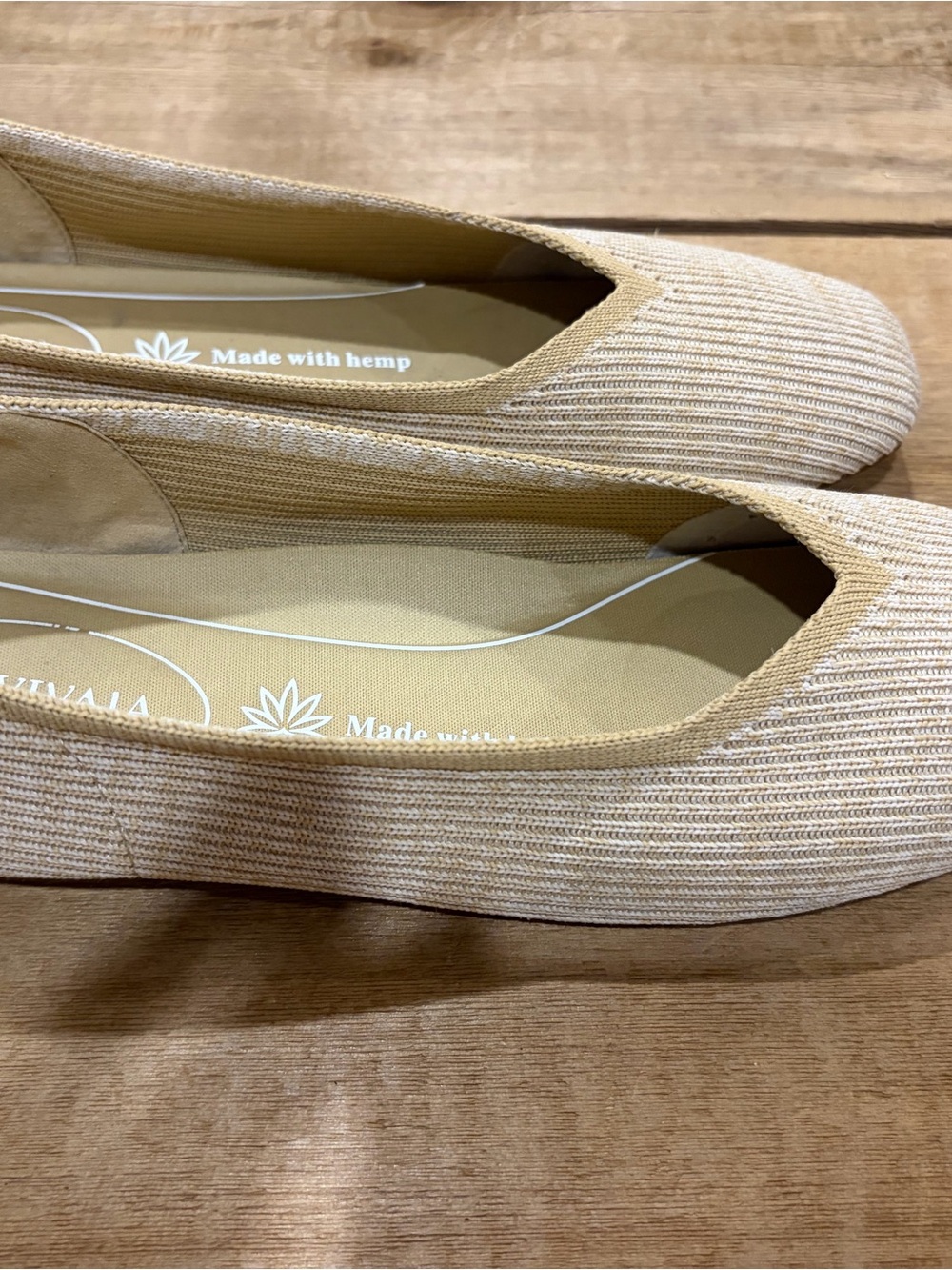 Vivía Made With Hemp Beige Knit Women's Flats (washable)